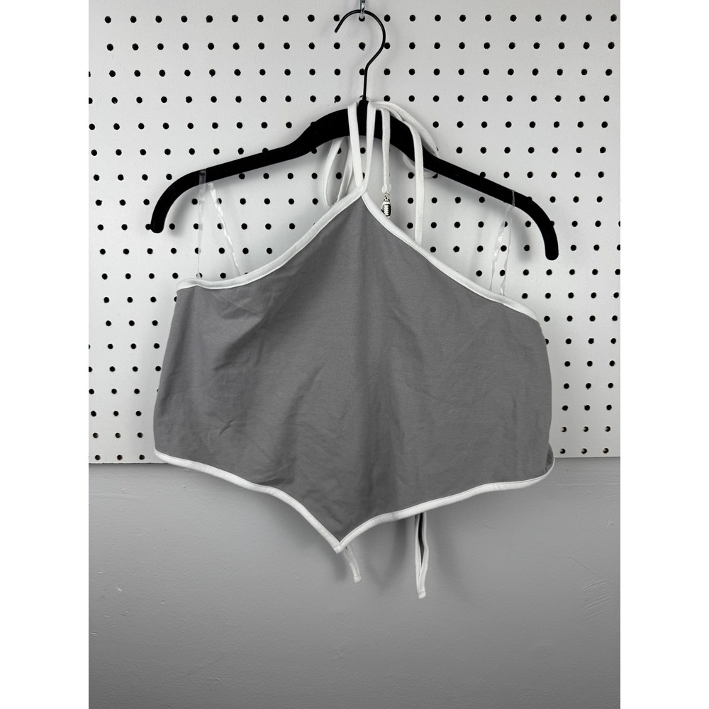 Wild Fable Grey White Handkerchief Halter Top Football Charms NWT Large